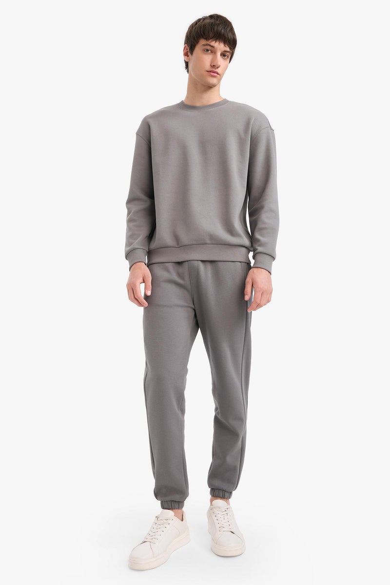 DeFacto Grey Man Boxy Fit Crew Neck Basic Sweatshirt Casual - Image 5